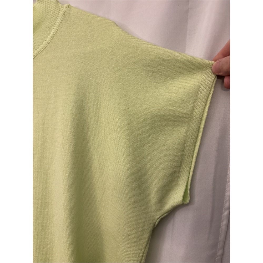 Annie wear Short Sleeve Mock Neck Lime Green Summer Sweater XL - Picture 3 of 6